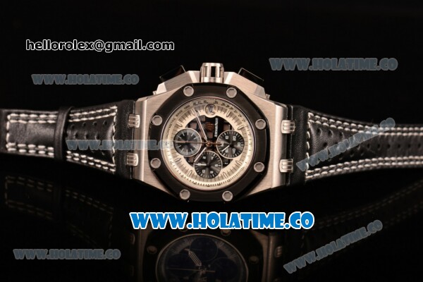 Audemars Piguet Rubens Barrichello Chrono Miyota Quartz Steel Case with PVD Bezel Stick Markers and White/Black Skeleton Dial (EF) - Click Image to Close